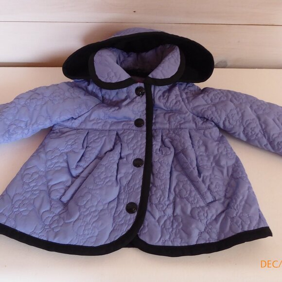 London Fog Periwinkle Quilted Baby Coat with Hood - Picture 1 of 10